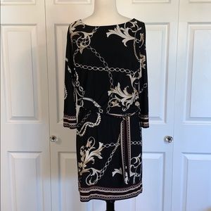 White House Black Market Blouson Dress with Belt